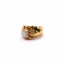 Pierścionek z Muszą i Białym Opalem  kolekcja ANIMALS – Srebro 925 Pozłacane 24K Złotem