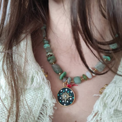 Naszyjnik z nefrytów i chryzoprazów kolekcja MARINE